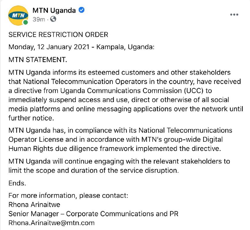 MTN notice MTN notice