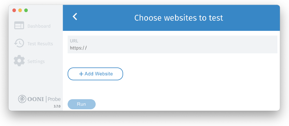 Choose websites screen Choose websites screen