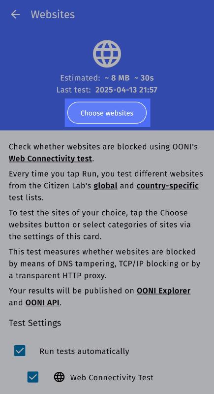 Choose websites Choose websites