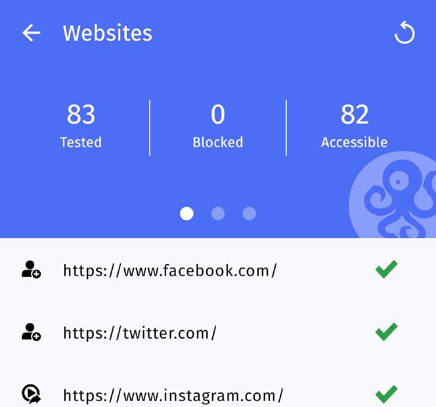 Test results page Test results page